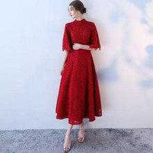 Load image into Gallery viewer, It's Yiiya Formal Evening Dresses Lace Up Beading Half Sleeve Lace Sexy Backless Fashion Designer Formal Dress LX1008 - Ole Misc.