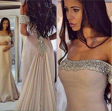 Load image into Gallery viewer, Sparkling Off the shoulder prom dresses 2019 Chiffon Mermaid evening dresses Beads Arabic Custom Made Cheap Party Prom Gowns - Ole Misc.