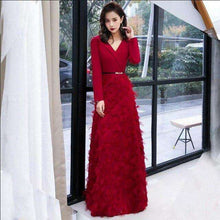 Load image into Gallery viewer, weiyin Wiine Red Evening Dress 2019 Elegant Lace Evening Gowns Long Formal Evening Dress Styles Women Prom Party Dresses WY1341 - Ole Misc.