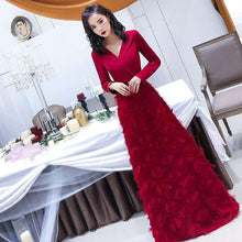 Load image into Gallery viewer, weiyin Wiine Red Evening Dress 2019 Elegant Lace Evening Gowns Long Formal Evening Dress Styles Women Prom Party Dresses WY1341 - Ole Misc.