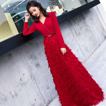 Load image into Gallery viewer, weiyin Wiine Red Evening Dress 2019 Elegant Lace Evening Gowns Long Formal Evening Dress Styles Women Prom Party Dresses WY1341 - Ole Misc.